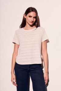 Remera Texturada Manga Corta Gris Melange