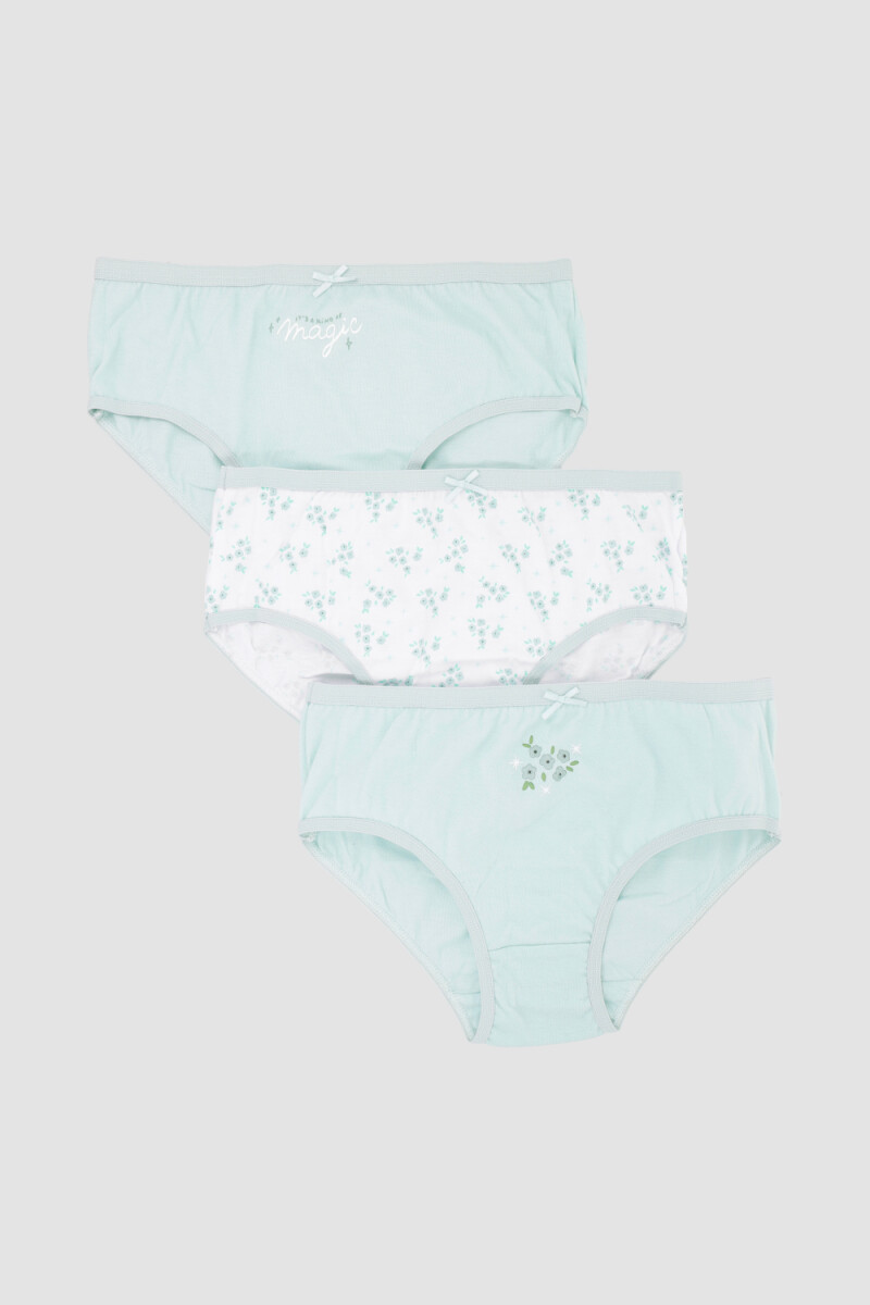 Pack x3 bombachas niña - Celeste 
