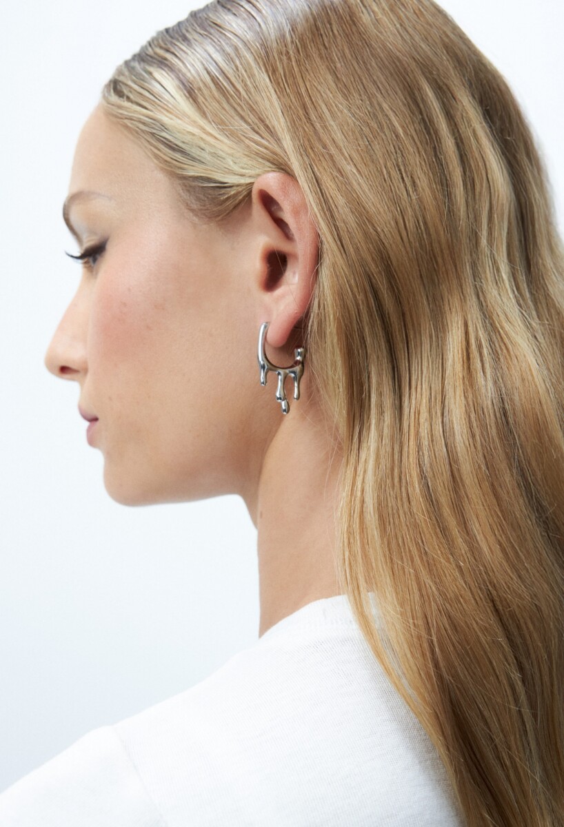 Aros acero melted - plateado 