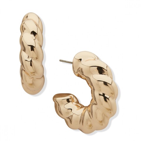 Pe 34Mm Puffy Twisted C Hoop Pst Gold