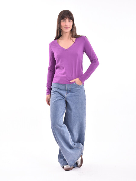 REMERA BASICA POLONIO MIX MORADO