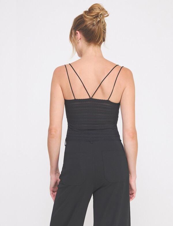 Top Crop Texturado Con Breteles Dobles NEGRO