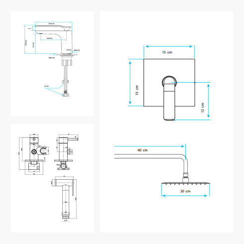 Juego Completo De Griferia Rose Gold, Incluye Lav.Alto,Ducha Embutida Y Ducha Higienica Linea Modena ROSA