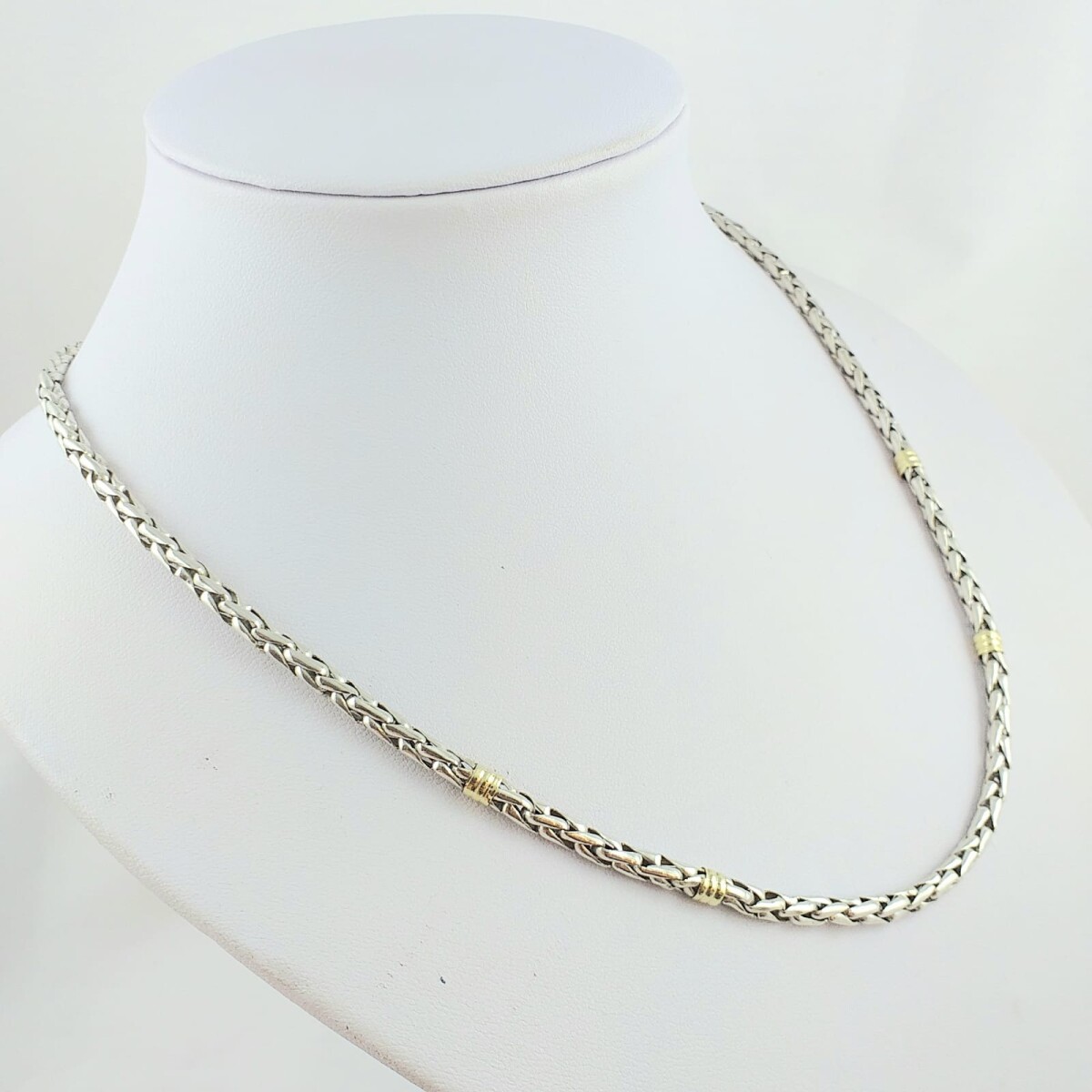 Cadena de plata 925 con detalles de double en oro 18 Ktes, 45 cm. 