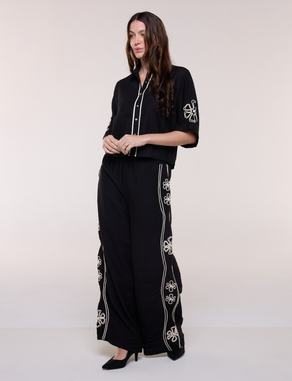 Conjunto Bordado Camisa & Pantalón NEGRO