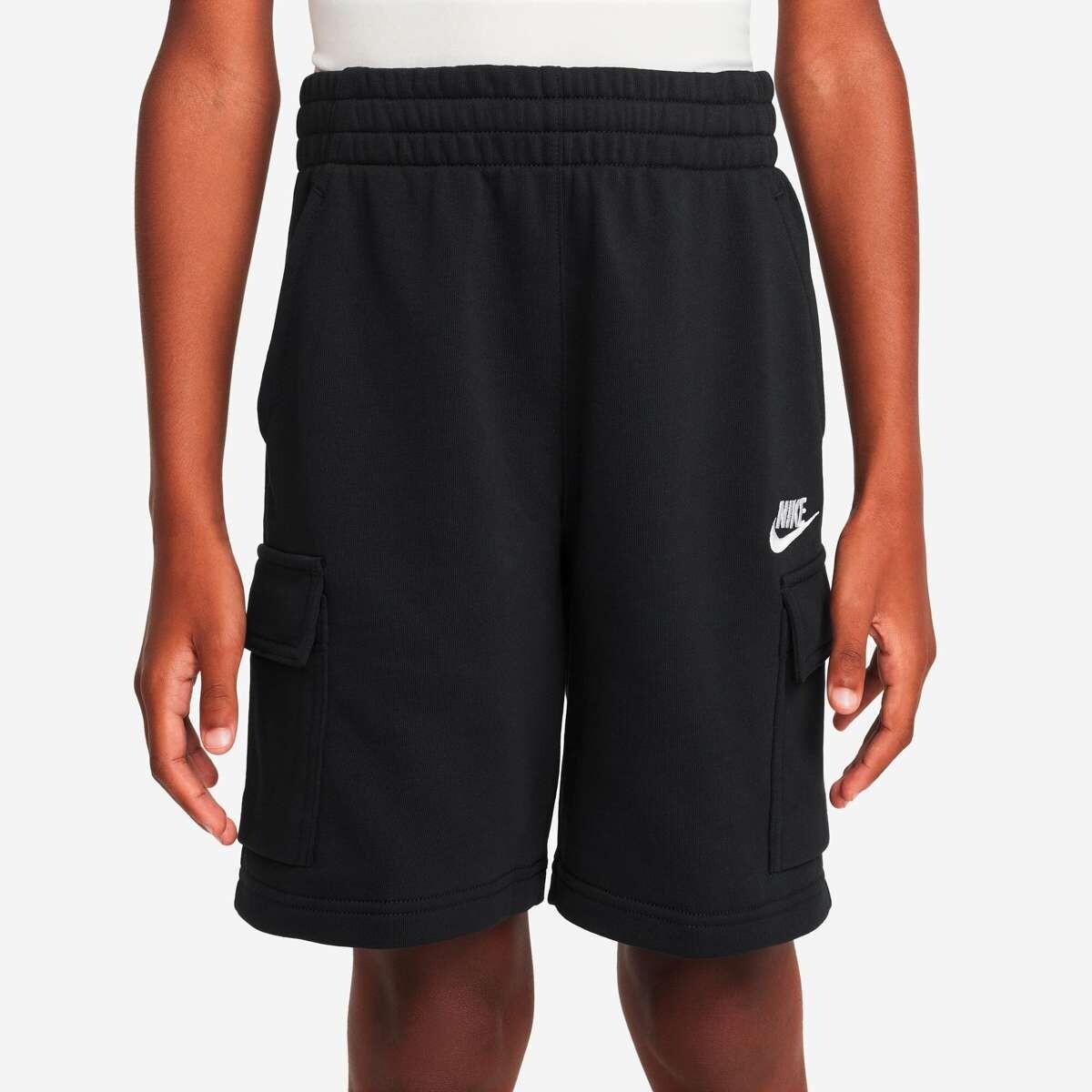 Short Nike Sportswear Club French Terry Cargo de Niños - Negro 