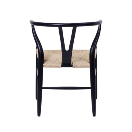 Silla Wishbone Madera de Haya y Rattan Natural Negro