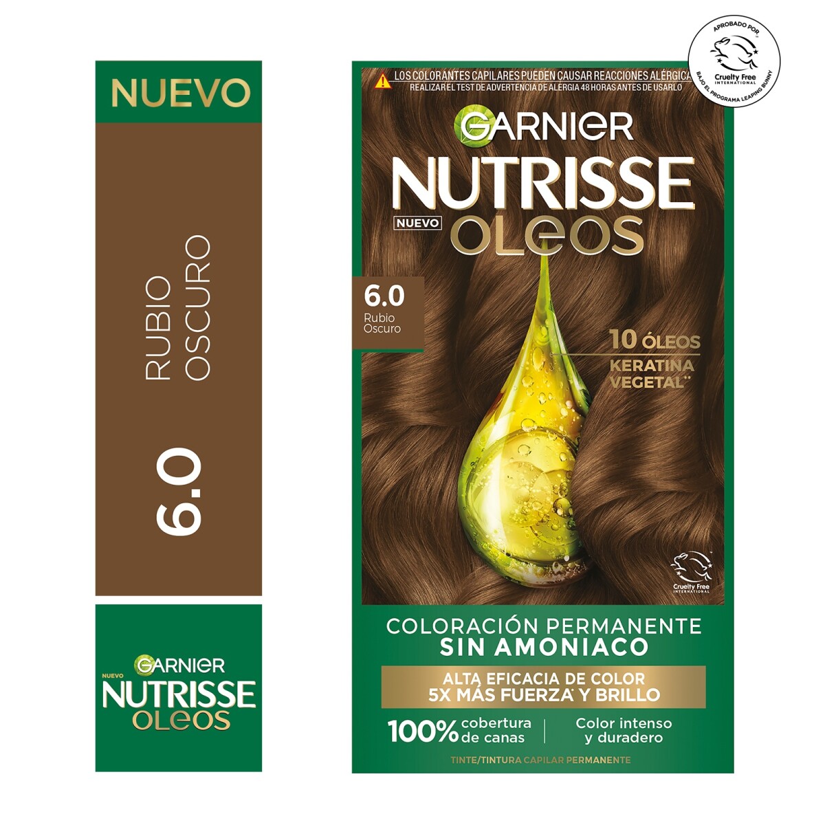 Tinta Garnier Nutrisse Oleos N°6.0 Rubio Oscuro 