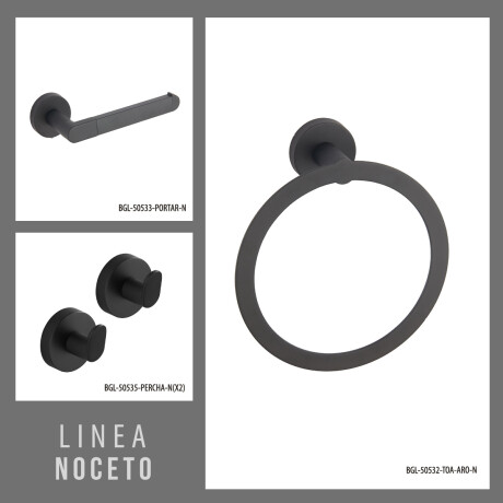 Set De Accesorios Incl,Uye 2 Perchas, Toallero Aro Y Portarollo Negro Mate 000