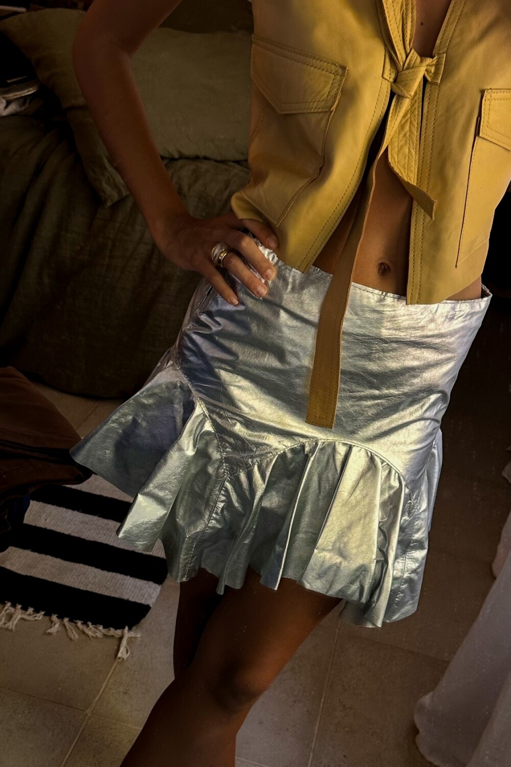 Mini Gotic Skirt Plateado