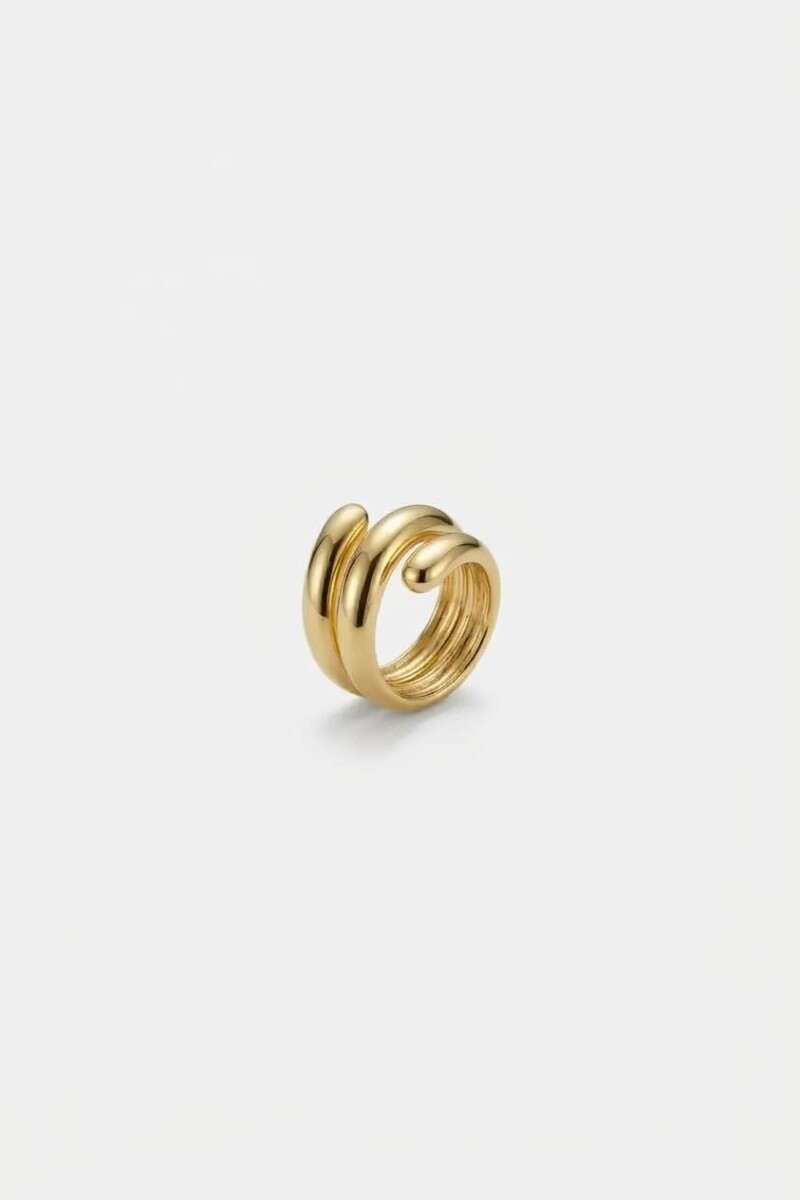 Anillo acero triple dorado