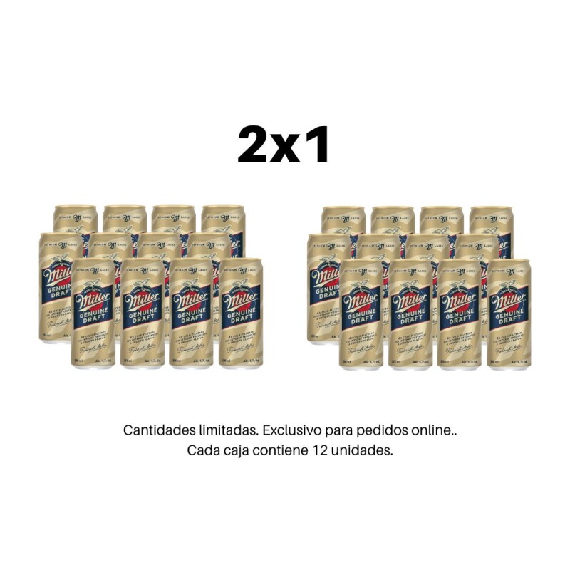 2x1 Cajas Miller Genuine Draft 269ml 2x1 Cajas Miller Genuine Draft 269ml