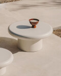 Mesa de centro redonda Addaia de cemento blanco Ø90 cm x 43cm