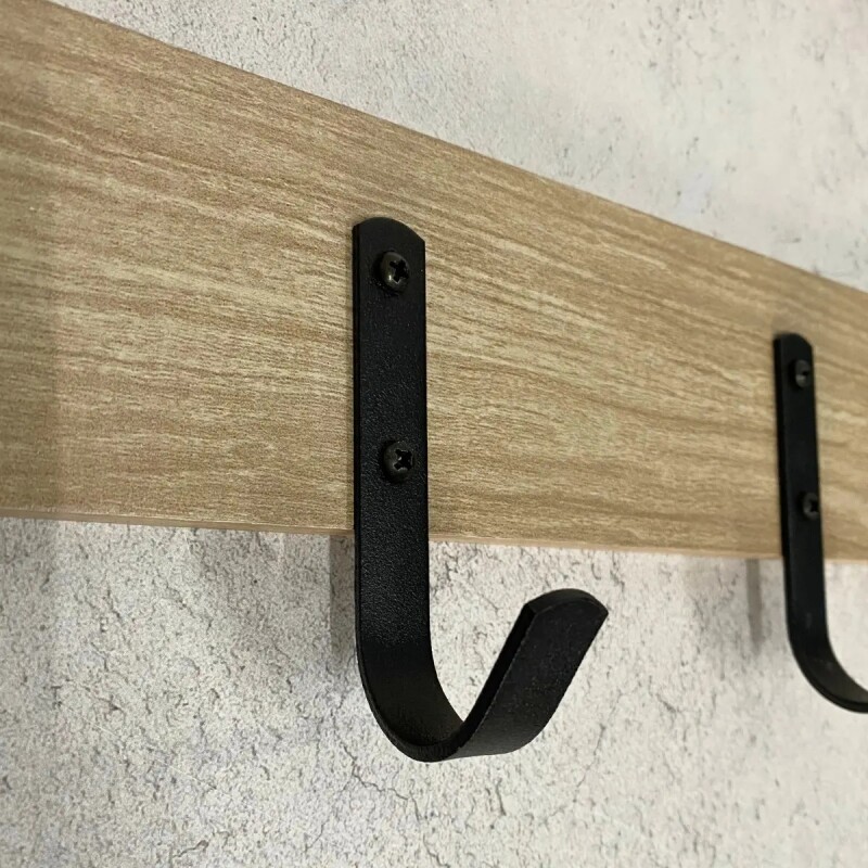 Perchero simple con 5 ganchos MADERA/NEGRO