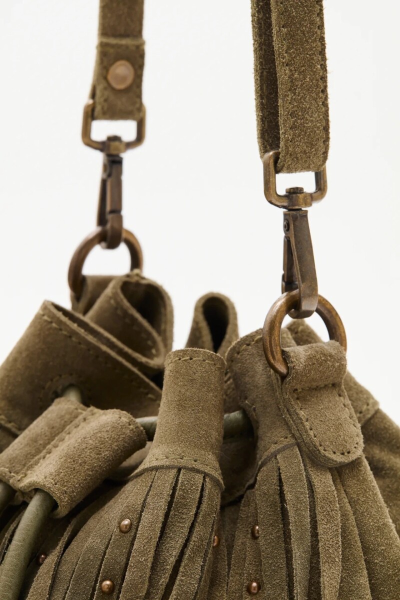 Cartera Tribal Fringes Verde