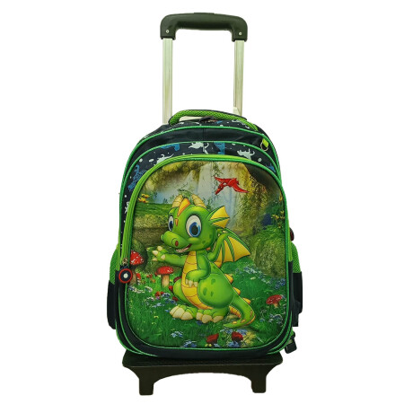 Set X3 Mochila C/Carro + Bolso + Cartuchera P Niño + Set Escolar Dragon