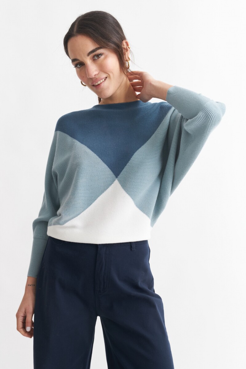 Sweater geométrico - Petroleo 