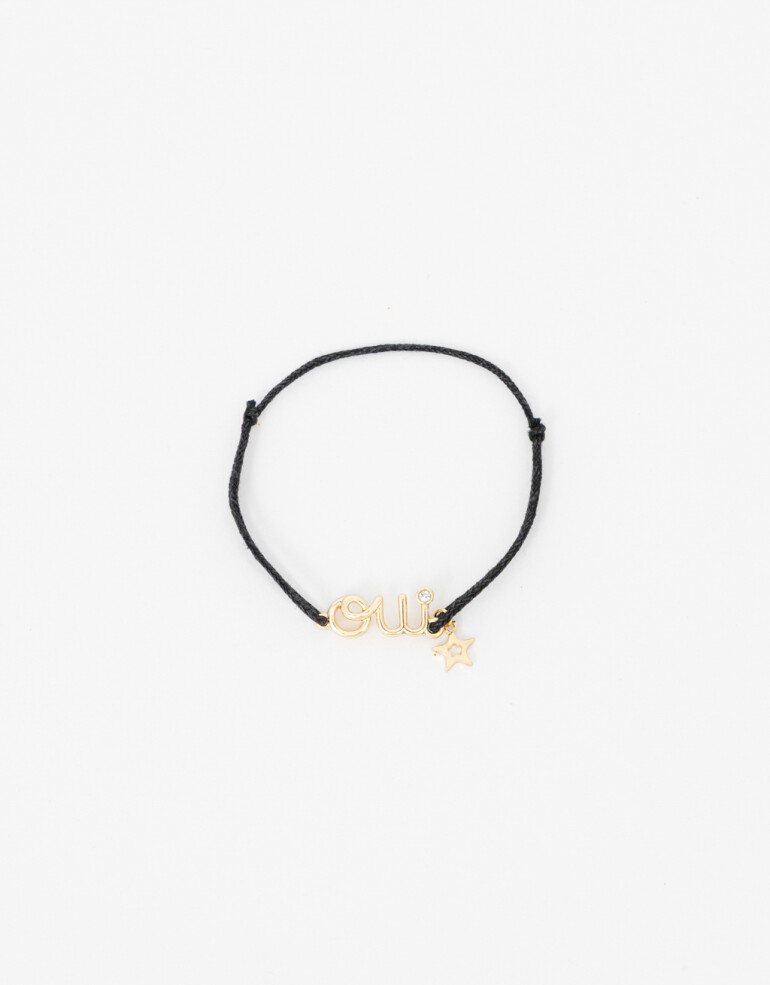 Pulseras Flexibles Cordón Pulsera Ajustable Oui - Negro