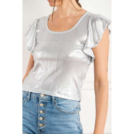 Remera Manga Volado Plata