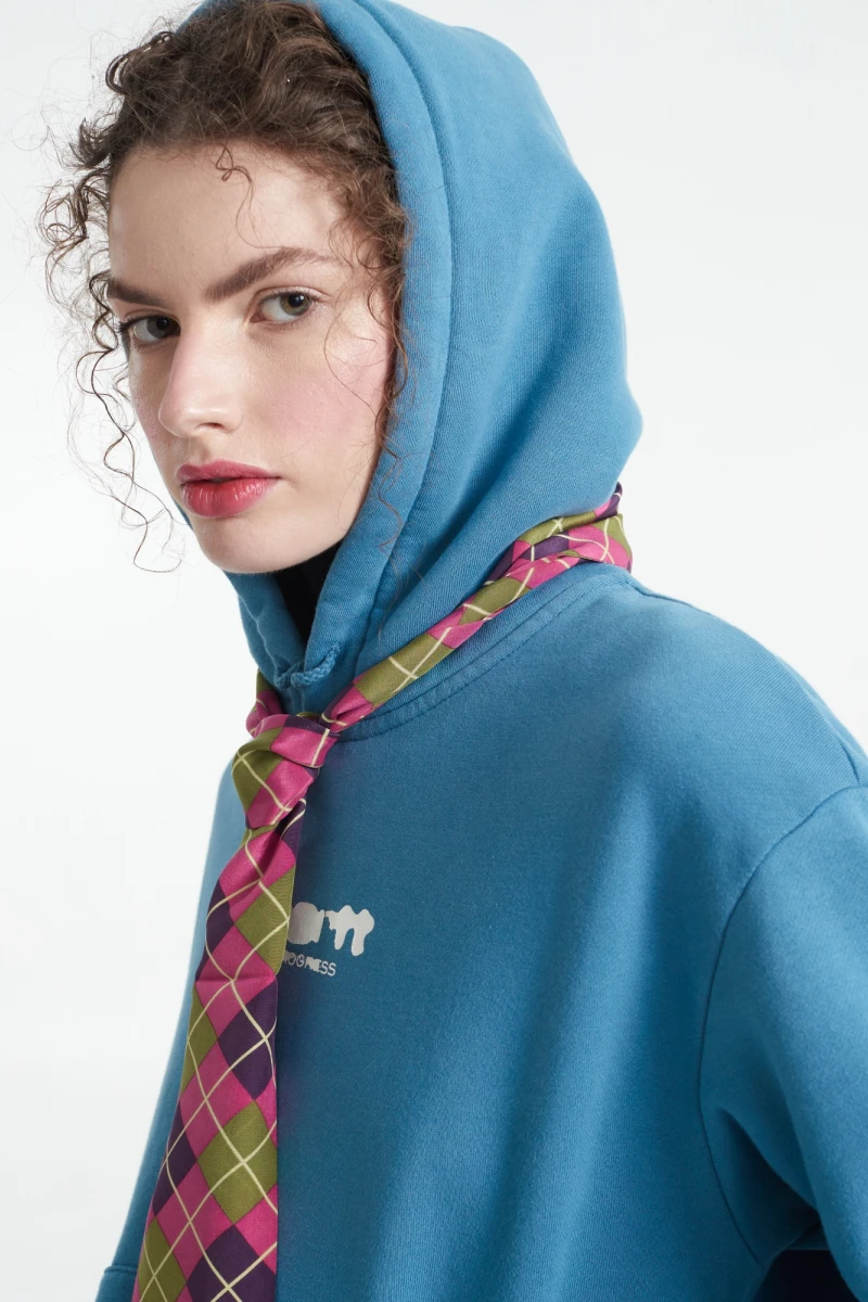 W' Hooded Ink Bleed Sweat Azul
