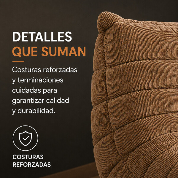 Sillón ComboHome Toggo 1 Cuerpo Lazy Sofa Puff Corderoy Marrón 1