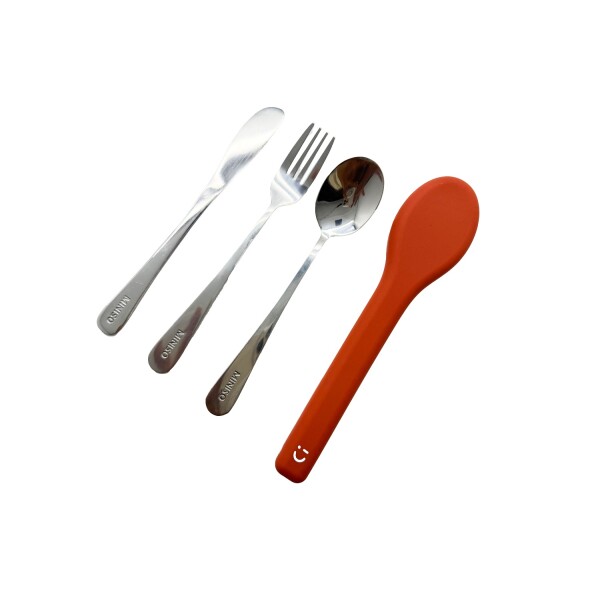 Cubiertos + estuche 3pcs naranja