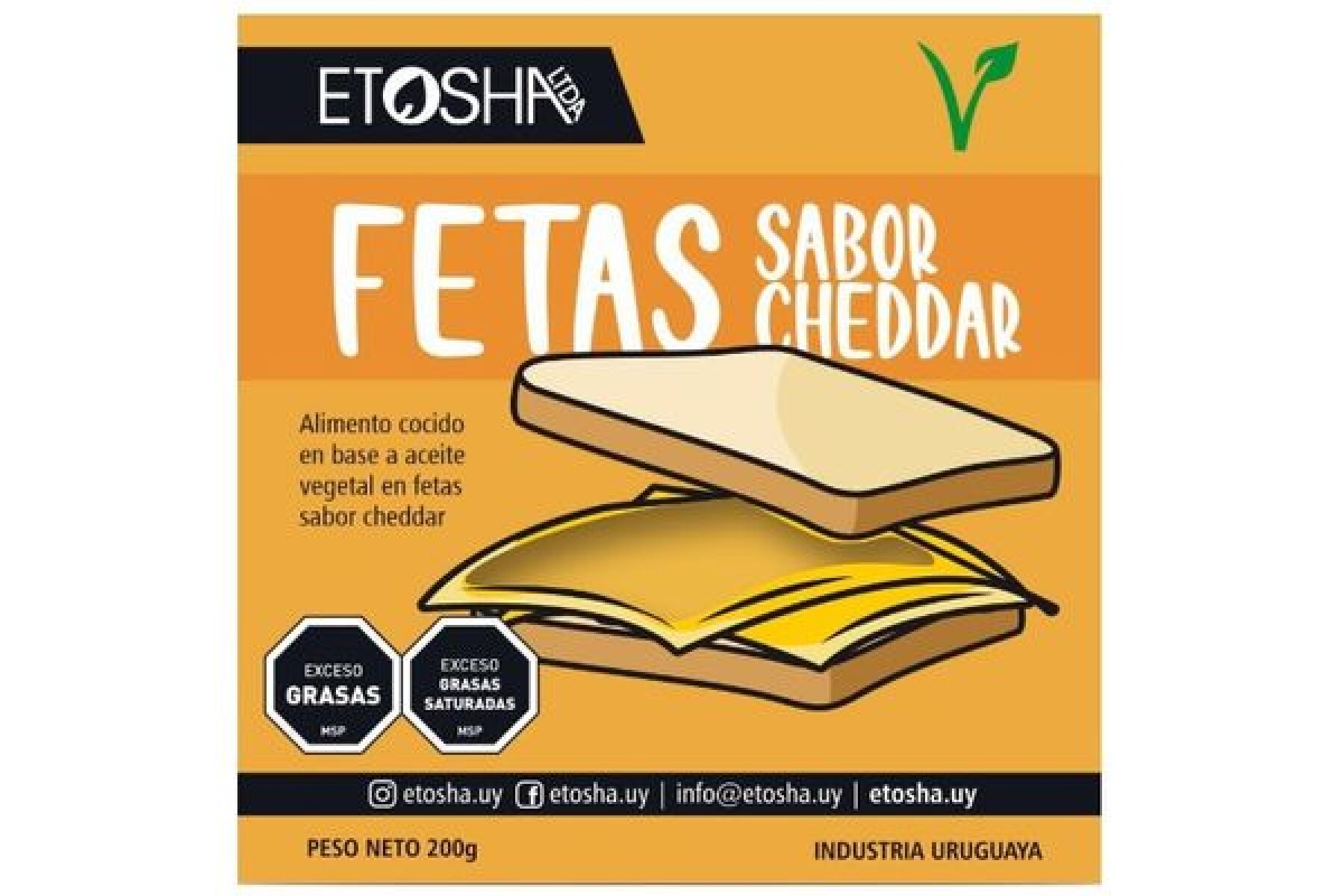 Fetas sabor cheddar Etosha - 200 gr 