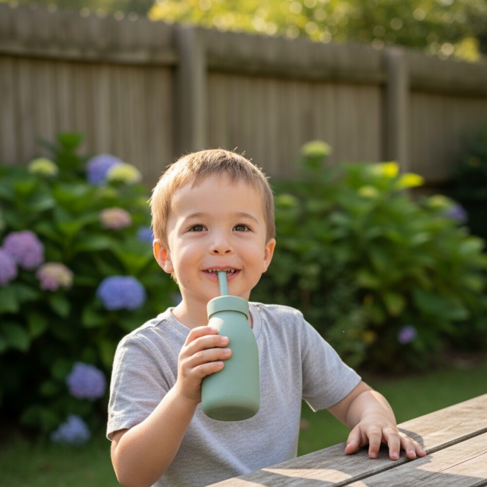 Botella con Sorbito Silicona Kikkaboo Verde