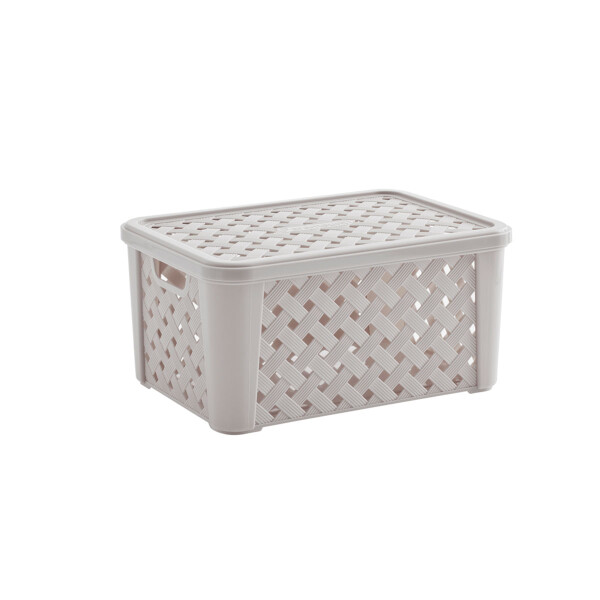 ORGANIZADOR RATTAN CON TAPA 35X25X17 CMS CREMA CREMA