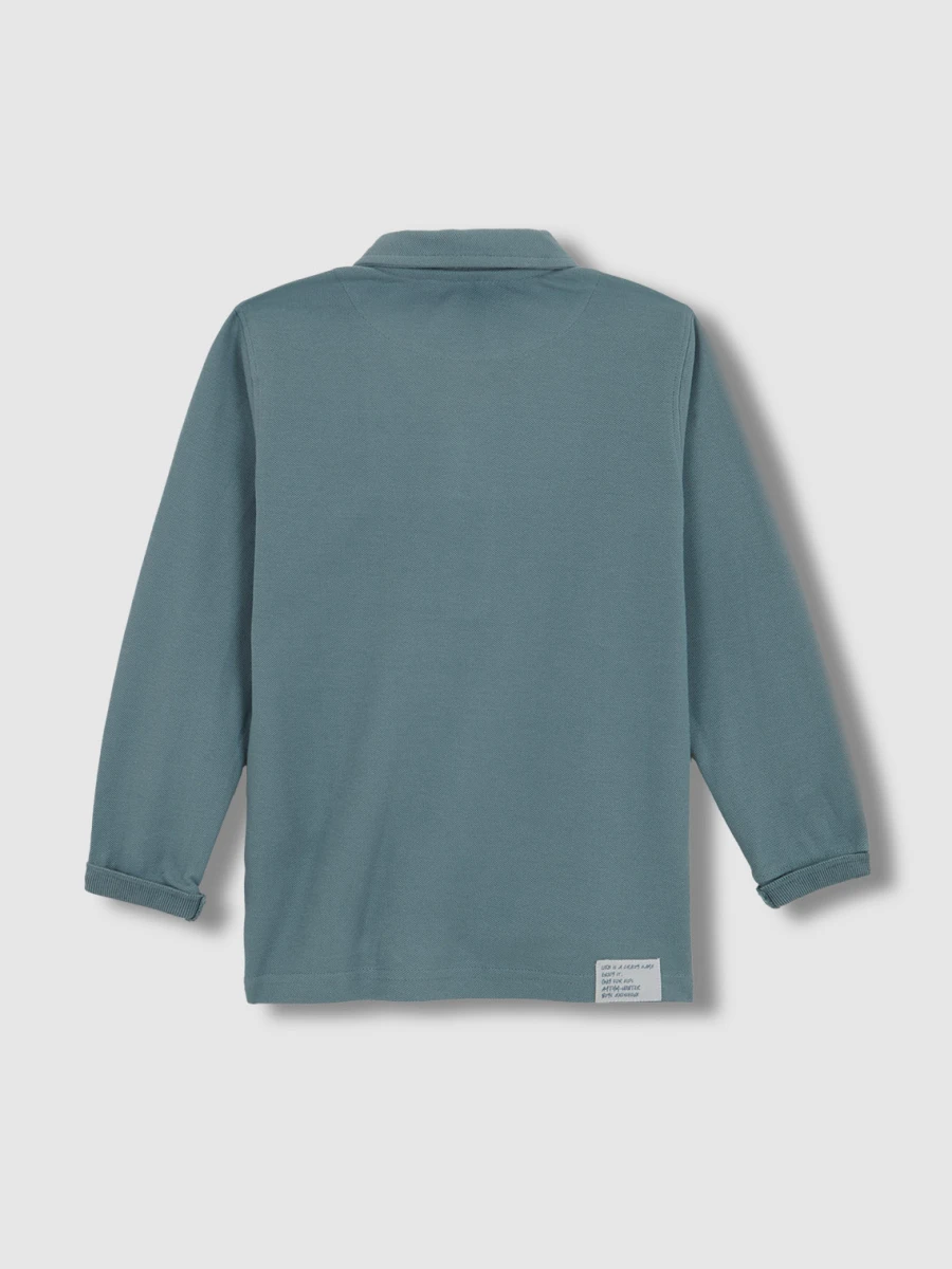 Polo Manga Larga Turquesa Grisaceo