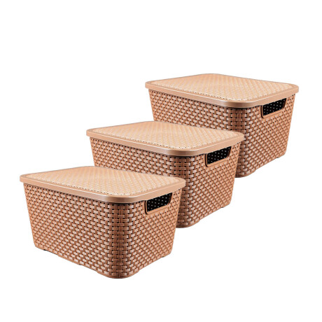 Set x3 Caja rattan 20 lts MARRON