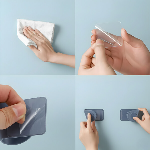 Soporte Organizador Para 2 Tapas de Olla Adhesivo Pared Color Azul