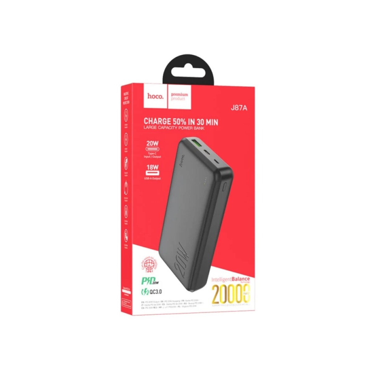 POWER BANK 20000MHA HOCO J87A + QC3.0 