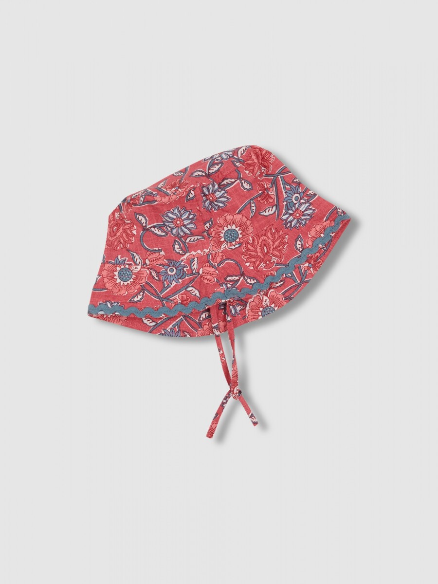 Gorro Estampado Flores Gris