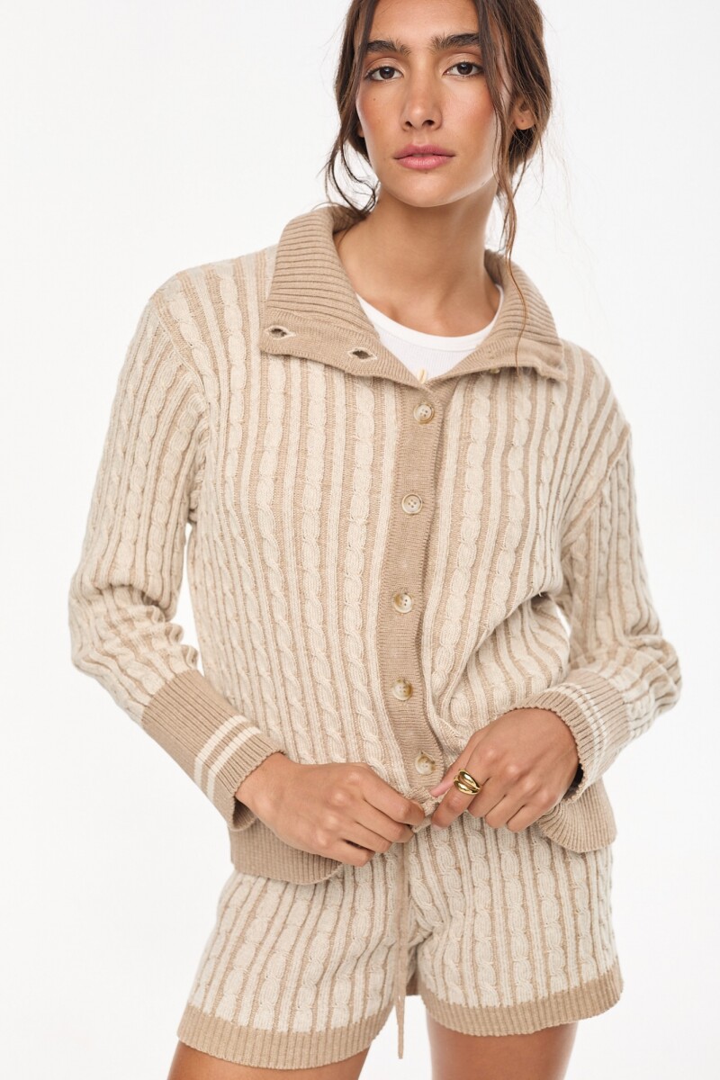 Cardigan Velero Crudo/Vison