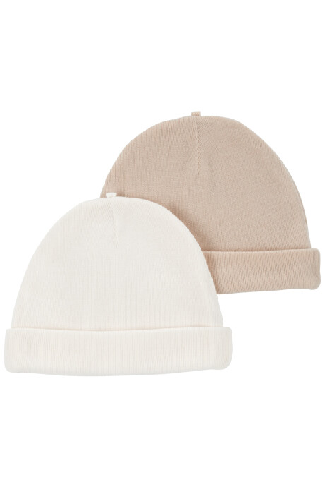Pack dos gorros de poliéster, beige Pack dos gorros de poliéster, beige