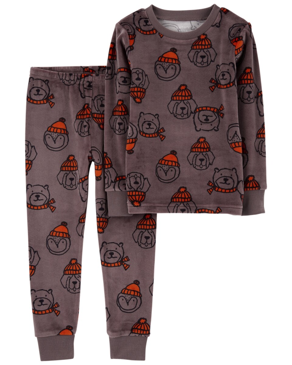 Pijama dos piezas pantalón y remera de micropolar diseño animales 