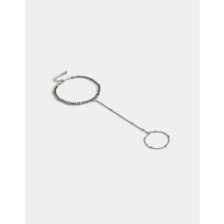 Pulsera Flexible Con Anillo Unido Plateado