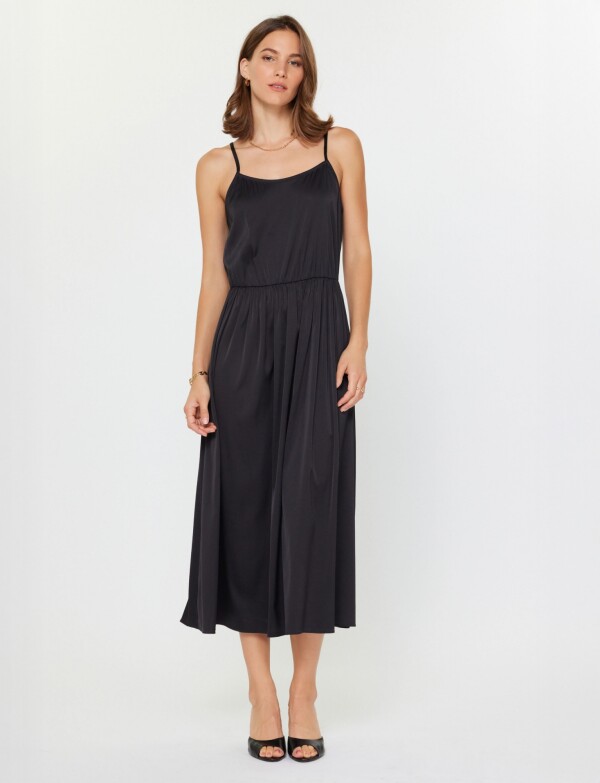 Vestido Saten & Buzo NEGRO