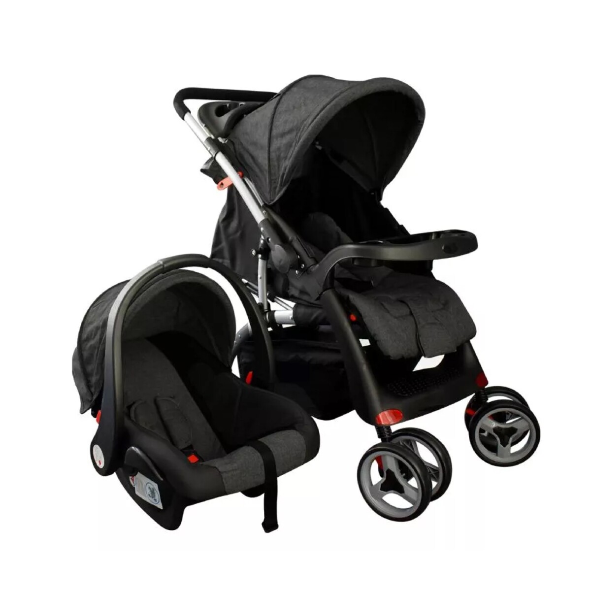 Coche de bebé Premium Lumax con asiento para auto - Negro 