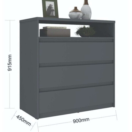 Comoda 3 cajones SOUTH Plus Gris