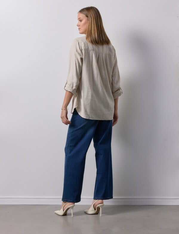 Camisa Lino Solid BEIGE