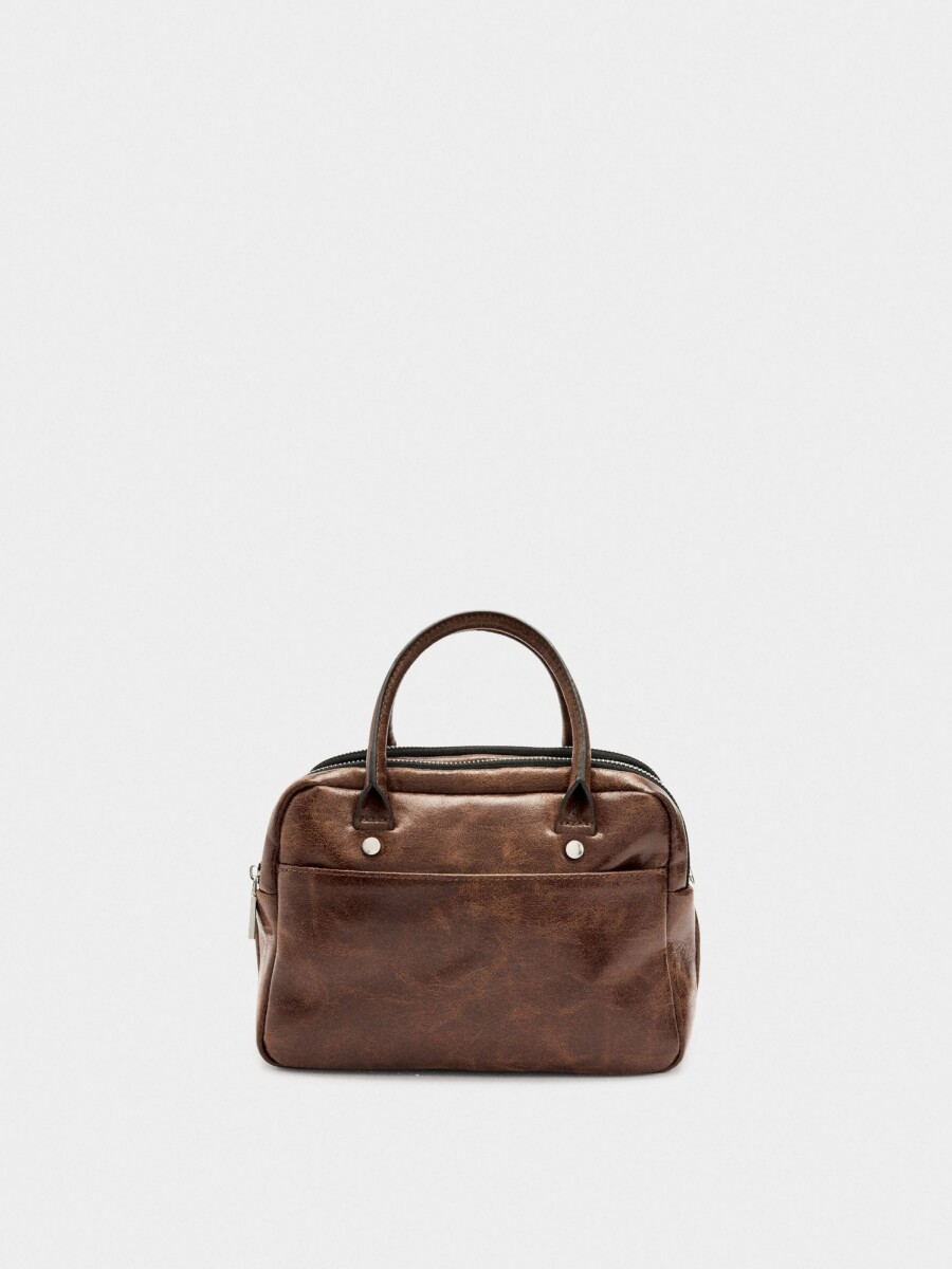 Bolso Bowling Efecto Craquelado marron
