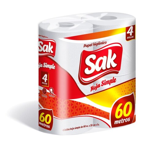 Papel higiénico Sak 4 rollos de 60 metros Papel higiénico Sak 4 rollos de 60 metros