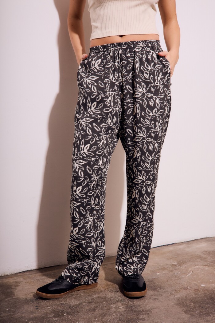 Pantalón Estampado Negro