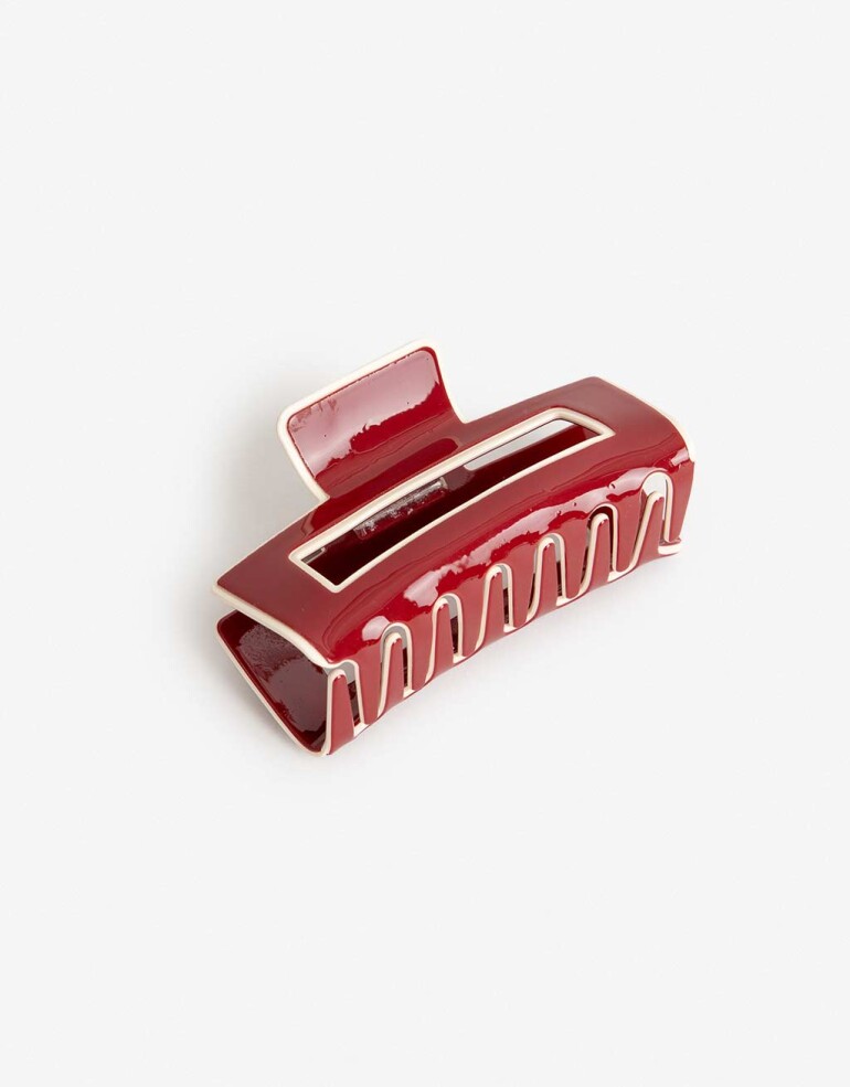 Broche Glossy Broche Rectangular Bicolor - Rojo Medio