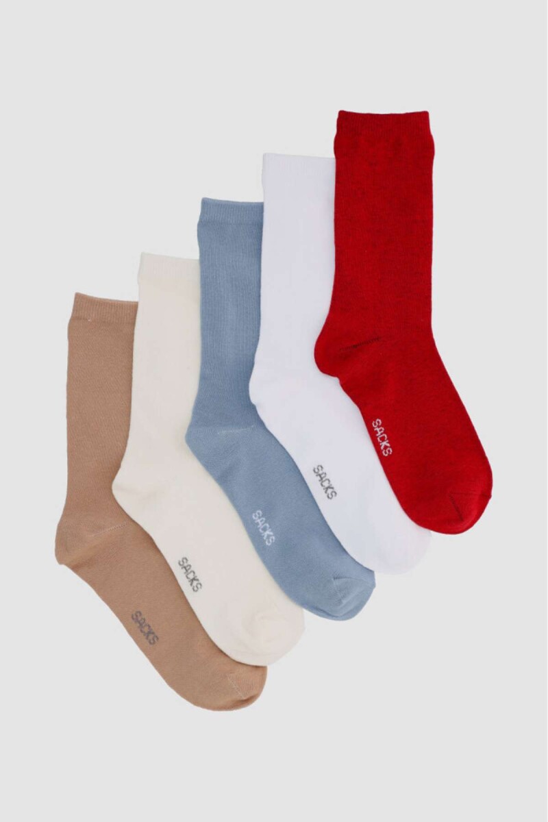 Packs de cinco medias lisas. de algodón. en varios colores s - Variante 37 