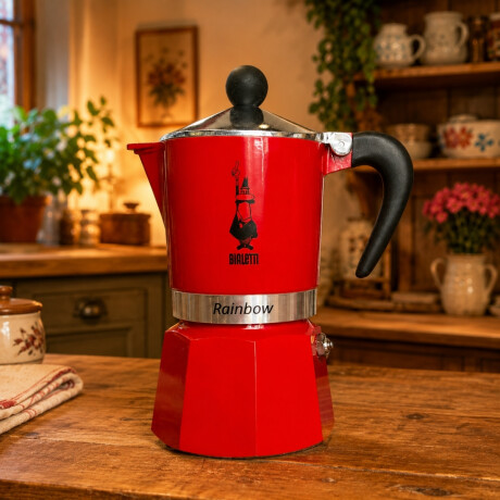 Cafetera Moka Rainbow Roja 130ml 3 Tazas Bialetti Cafetera Moka Rainbow Roja 130ml 3 Tazas Bialetti
