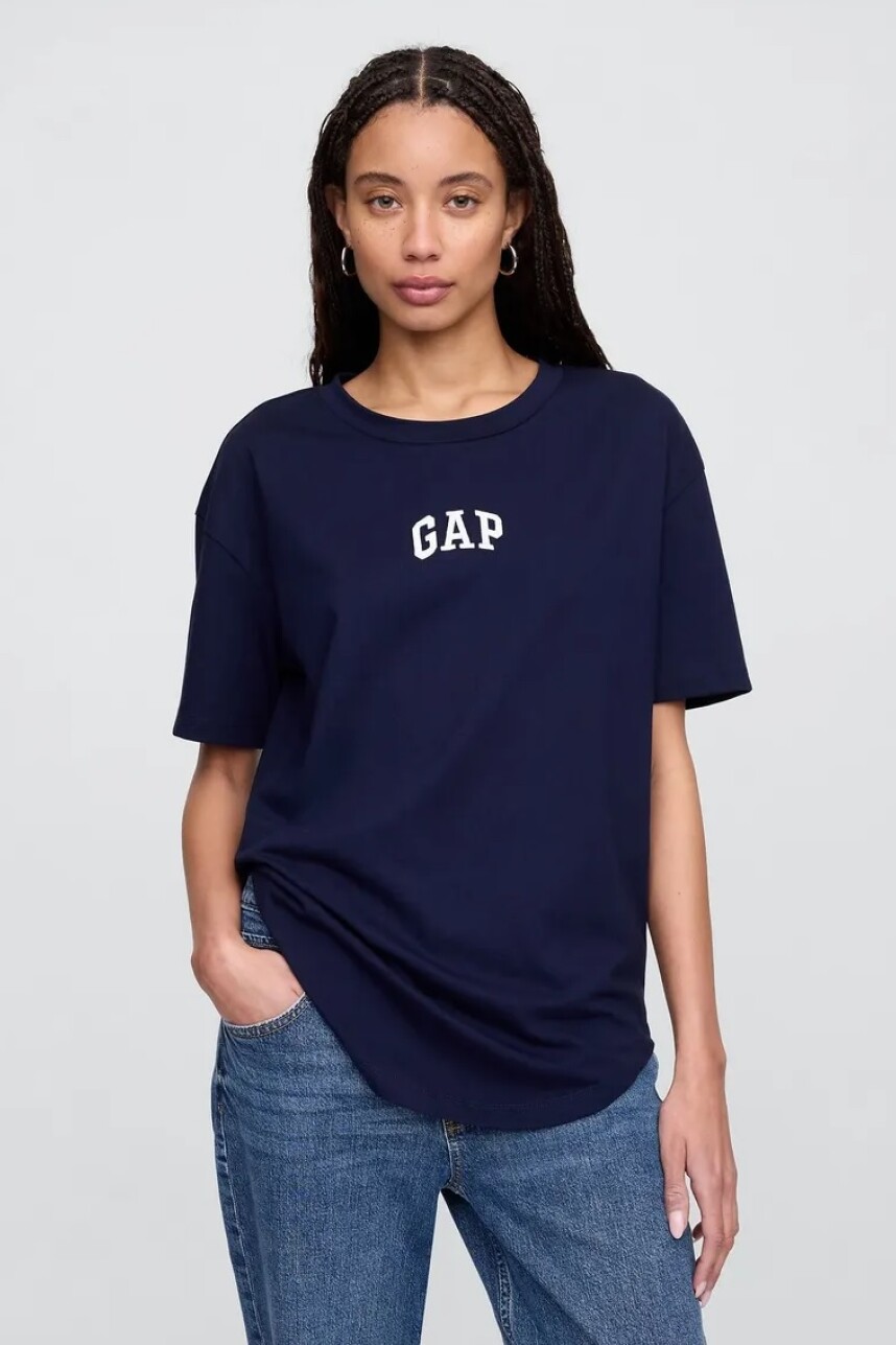 Remera Boyfriend Logo Gap Mujer Navy Uniform