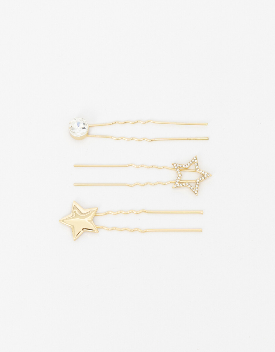 Set De 3 Palitos Metálicos De Estrella Y Strass. 